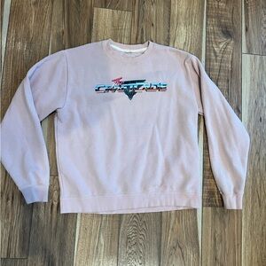 The Craftcade Super Cozy Pullover in Dusty Pink with Retro Logo